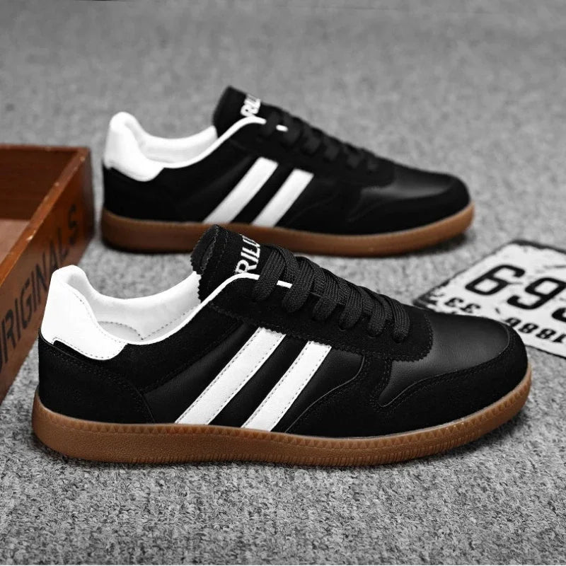 Heren boardsneakers met dikke zool — leer